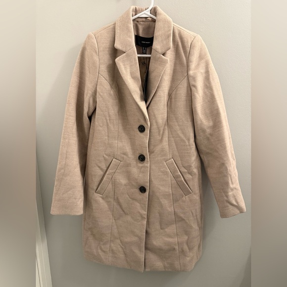 🆕 Vero Moda | Elegant Sand Women's Long Coat with Buttons and Pockets - Picture 2 of 12